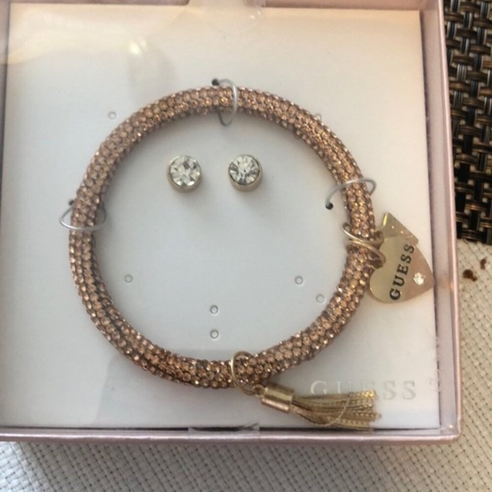 Guess earrings and bangle bracelet set